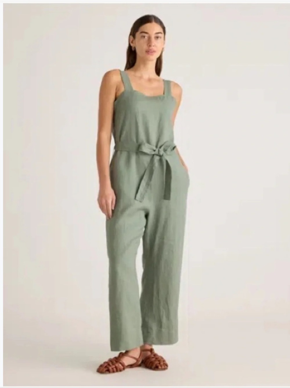 Quince Olive Tie-Waist 100%
Linen Pantsuit